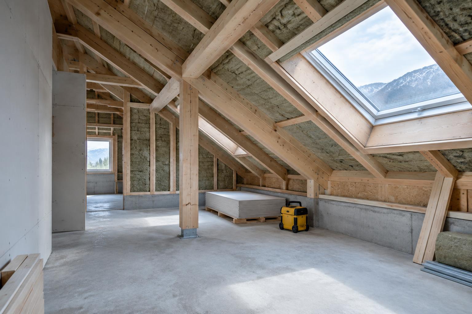 Beispielvisualisierung einer Baustelle im Dachgeschoss